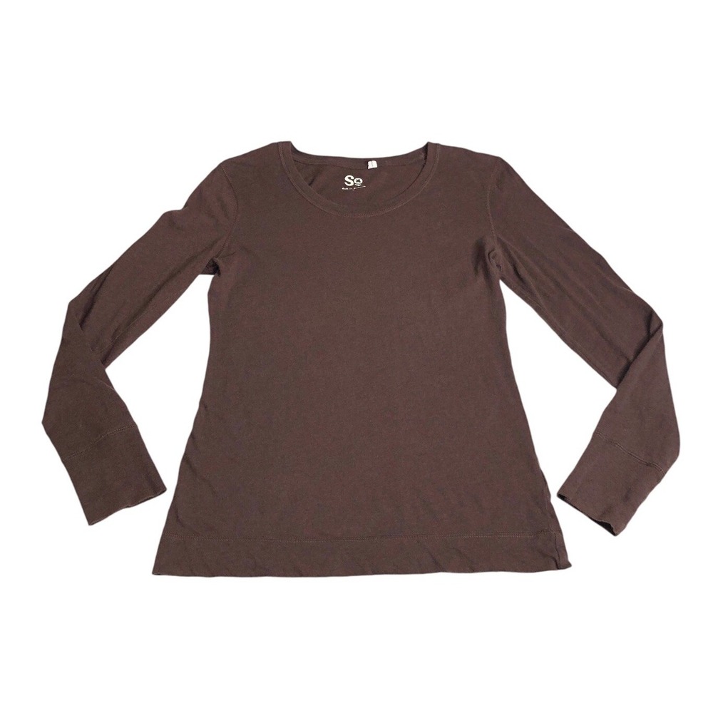 Vintage Y2K So Wear It Top Juniors Large Brown Long Sleeve Layering Bella Elena